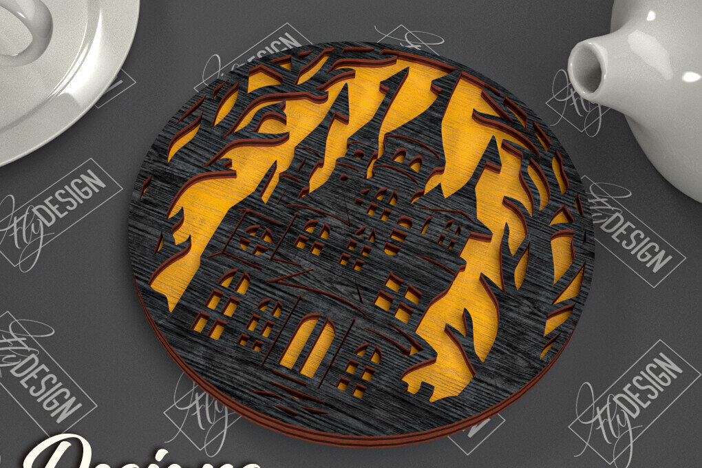 Σετ των 2 Intra απο ξύλο plywood  Χρώμα wenge 3mm-4mm πάχος - Σουβέρ αποκριών | Κύπελλο σουβέρ πρότυπο Δίασταση 15x15 cm INTRAFABR-115805801