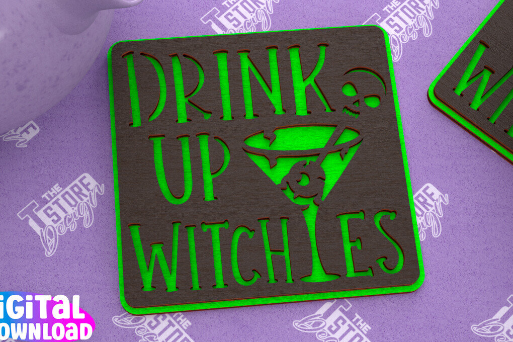 Σετ των 2 Intra απο ξύλο plywood  Χρώμα wenge 3mm-4mm πάχος - Σουβέρ αποκριών | Halloween Party |CNC Δίασταση 15x15 cm INTRAFABR-23022271