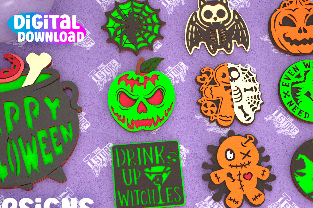 Σετ των 2 Intra απο ξύλο plywood  Χρώμα wenge 3mm-4mm πάχος - Δέσμη κοπής λέιζερ αποκριάτικου σουβέρ | CNC Δίασταση 15x15 cm INTRAFABR-22982873