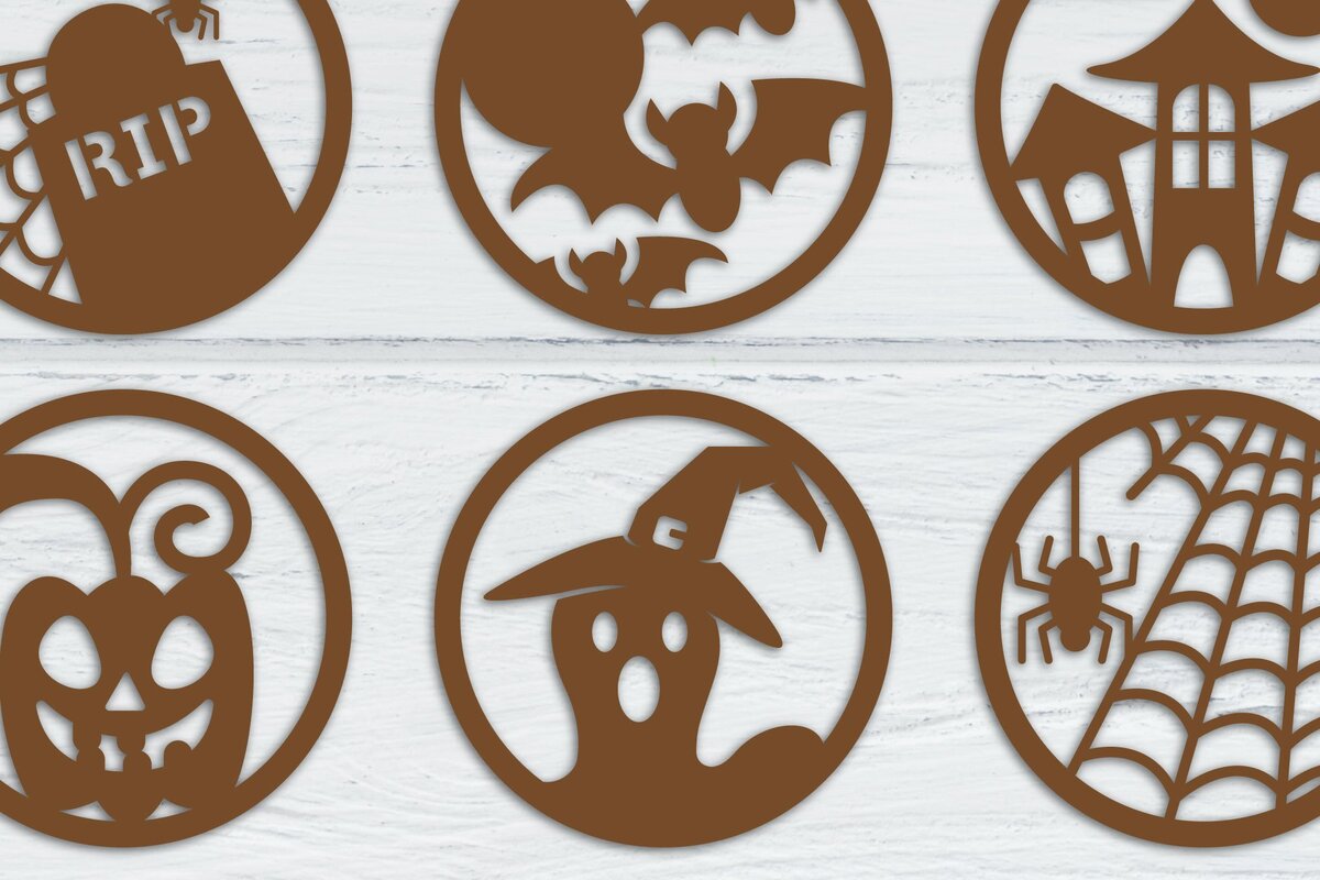 Σετ των 2 Intra απο ξύλο plywood  Χρώμα wenge 3mm-4mm πάχος - Halloween Coaster | Δίασταση 15x15 cm INTRAFABR-23783634