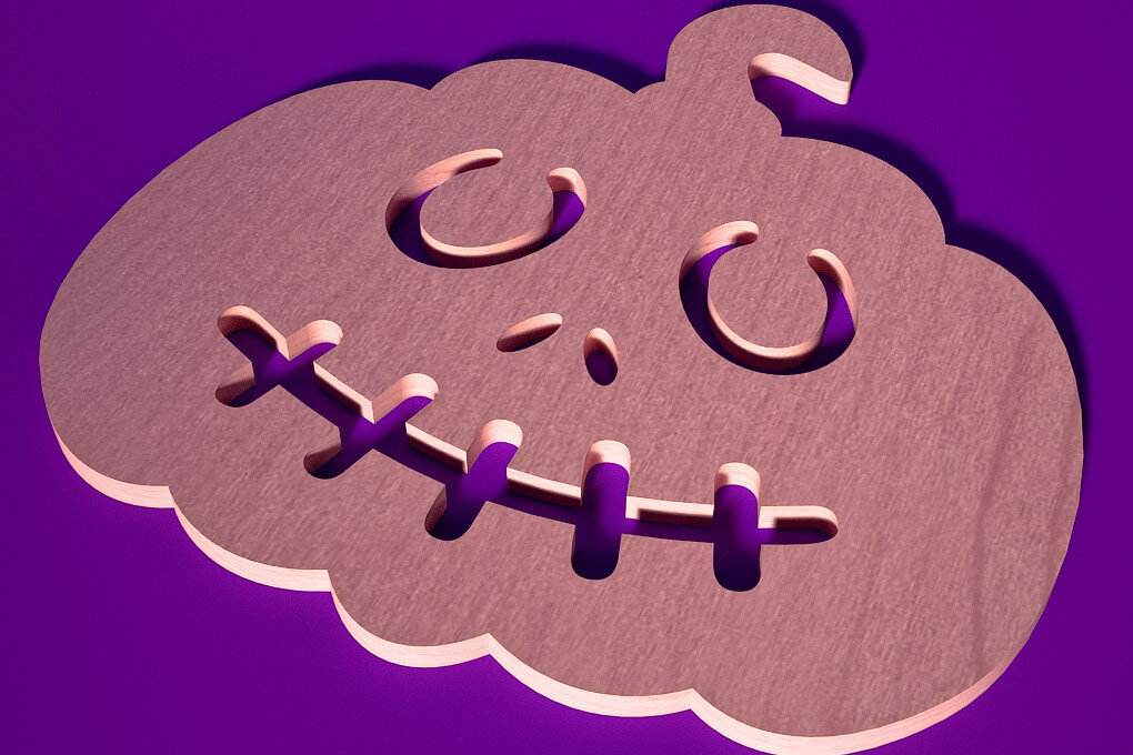 Σετ των 2 Intra απο ξύλο plywood  Χρώμα wenge 3mm-4mm πάχος - Σουβέρ για Halloween Δίασταση 15x15 cm INTRAFABR-23385882