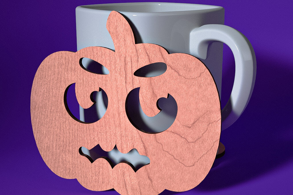 Σετ των 2 Intra απο ξύλο plywood  Χρώμα wenge 3mm-4mm πάχος - Σουβέρ Halloween | Λέιζερ Δίασταση 15x15 cm INTRAFABR-23626795