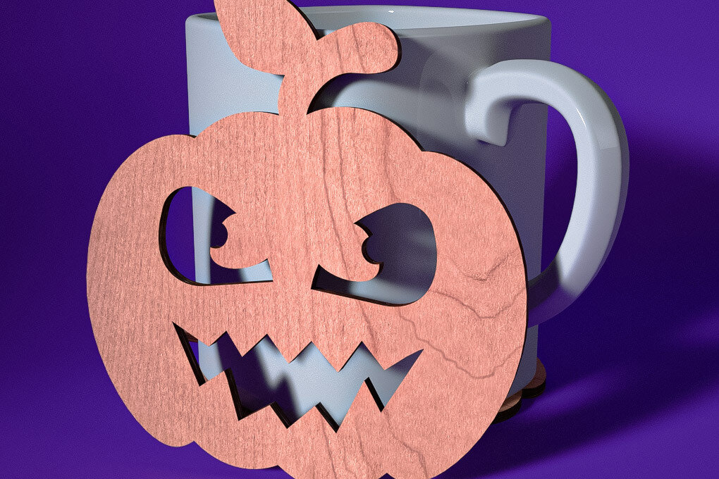 Σετ των 2 Intra απο ξύλο plywood  Χρώμα wenge 3mm-4mm πάχος - Σουβέρ Halloween | Λέιζερ Δίασταση 15x15 cm INTRAFABR-21846426