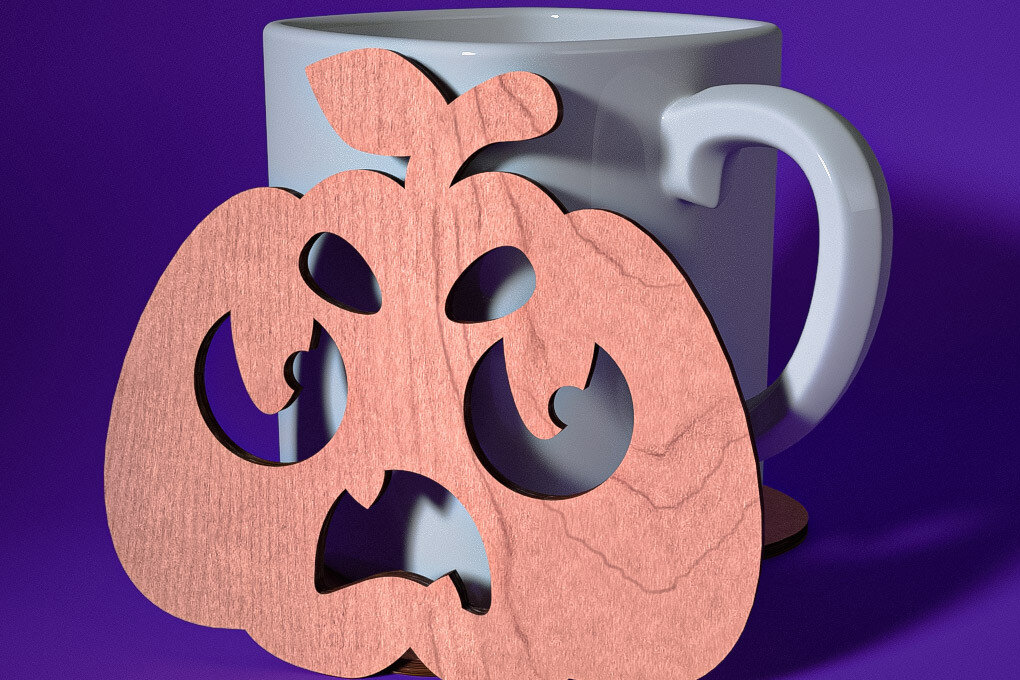 Σετ των 2 Intra απο ξύλο plywood  Χρώμα wenge 3mm-4mm πάχος - Σουβέρ Halloween | Λέιζερ Δίασταση 15x15 cm INTRAFABR-21564999