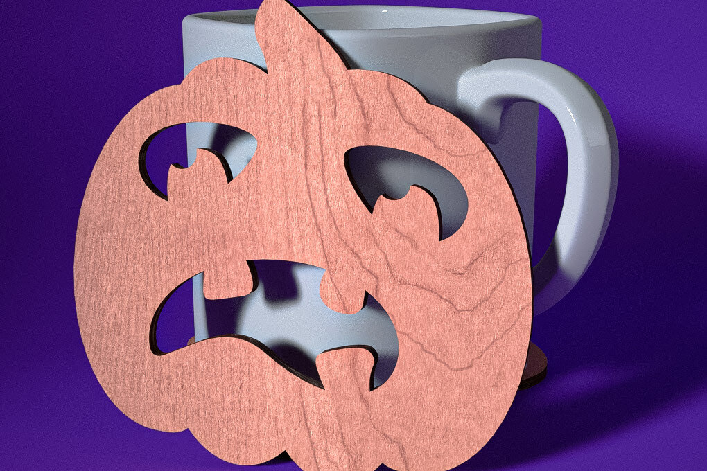 Σετ των 2 Intra απο ξύλο plywood  Χρώμα wenge 3mm-4mm πάχος - Σουβέρ Halloween | Λέιζερ Δίασταση 15x15 cm INTRAFABR-23620381