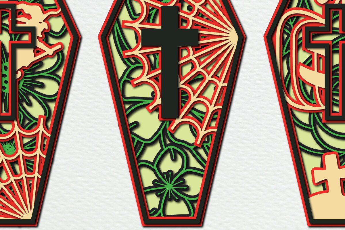 Σετ των 2 Intra απο ξύλο plywood  Χρώμα wenge 3mm-4mm πάχος - Αποκριάτικο φέρετρο 3D κομμένο Δίασταση 15x15 cm INTRAFABR-21568159