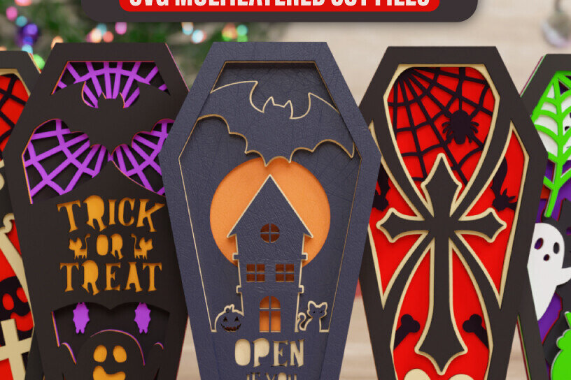 Intra απο ξύλο plywood  Χρώμα wenge 3mm-4mm πάχος - Halloween Coffin 3D || ΔΕΜΑ || Δίασταση 40x50 cm INTRAFABR-23804717