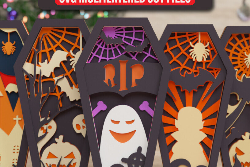 Intra απο ξύλο plywood  Χρώμα wenge 3mm-4mm πάχος - Halloween Coffin 3D || ΔΕΜΑ || Δίασταση 40x50 cm INTRAFABR-23627386