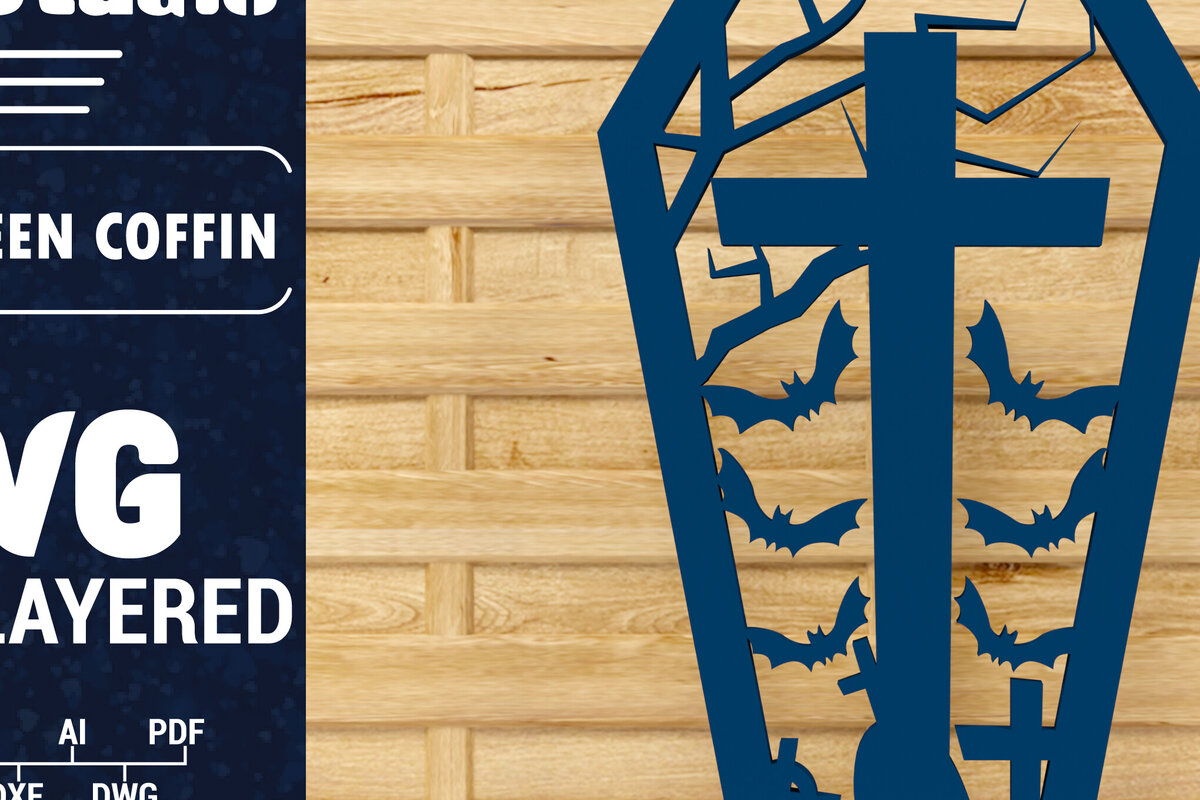 Intra απο ξύλο plywood  Χρώμα wenge 3mm-4mm πάχος - Halloween Coffin 3D Paper C Δίασταση 1500x1500 cm INTRAFABR-16492134