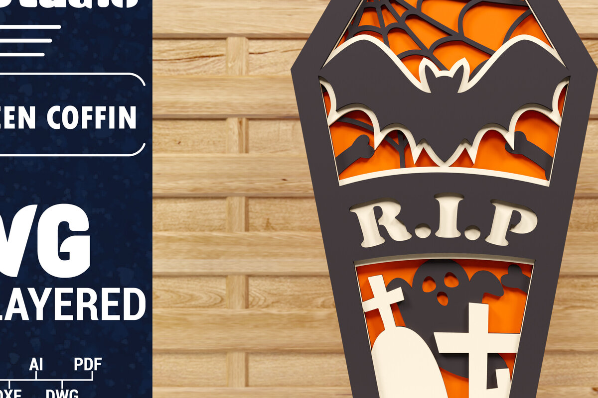 Intra απο ξύλο plywood  Χρώμα wenge 3mm-4mm πάχος - Halloween Coffin 3D Paper C Δίασταση 1500x1500 cm INTRAFABR-116921887