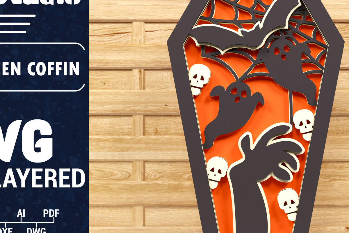 Intra απο ξύλο plywood  Χρώμα wenge 3mm-4mm πάχος - Halloween Coffin 3D Paper C Δίασταση 1500x1500 cm INTRAFABR-119836937