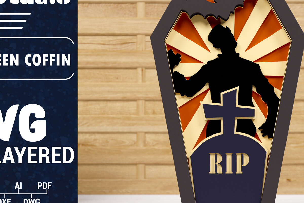 Intra απο ξύλο plywood  Χρώμα wenge 3mm-4mm πάχος - Halloween Coffin 3D Paper C Δίασταση 1500x1500 cm INTRAFABR-122881845