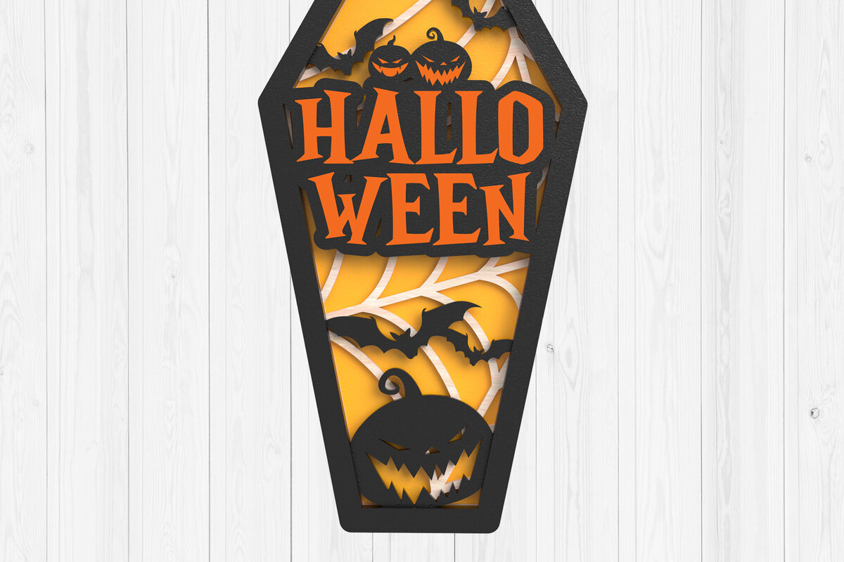 Σετ των 2 Intra απο ξύλο plywood  Χρώμα wenge 3mm-4mm πάχος - Halloween Coffin 3D Δίασταση 15x15 cm INTRAFABR-118418441