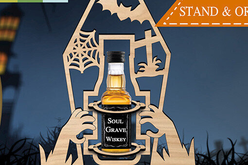 Σετ των 2 Intra απο ξύλο plywood  Χρώμα wenge 3mm-4mm πάχος - Ζόμπι θήκης μπουκαλιών αποκριάτικων φέρετρων Δίασταση 6x6 cm INTRAFABR-95435781