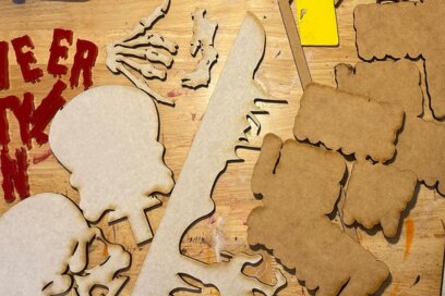 Σετ των 2 Intra απο ξύλο plywood  Χρώμα wenge 3mm-4mm πάχος - Στάση φέρετρων αποκριών Δίασταση 15x15 cm INTRAFABR-63610533