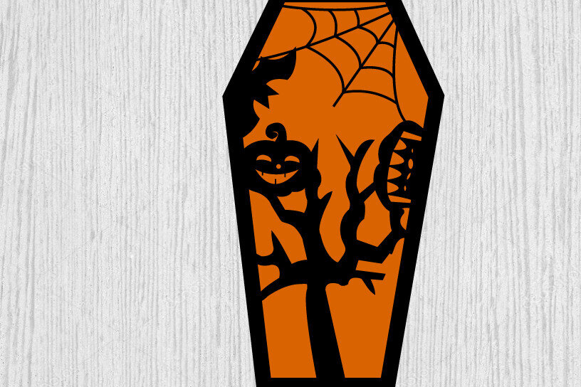 Intra απο ξύλο plywood  Χρώμα wenge 3mm-4mm πάχος - Halloween Coffins Τέχνη τοίχου Δίασταση 40x50 cm INTRAFABR-34810057