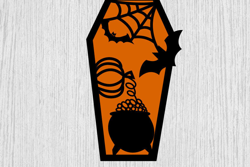 Intra απο ξύλο plywood  Χρώμα wenge 3mm-4mm πάχος - Halloween Coffins Τέχνη τοίχου Δίασταση 40x50 cm INTRAFABR-120466195