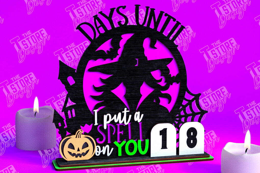 Σετ των 2 Intra απο ξύλο plywood  Χρώμα wenge 3mm-4mm πάχος - Πρότυπο ημερολογίου αντίστροφης μέτρησης αποκριών Δίασταση 15x15 cm INTRAFABR-36961936