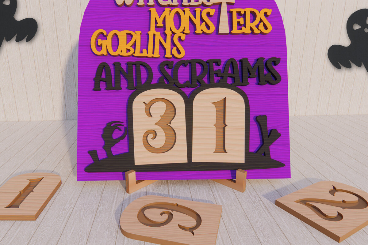 Σετ των 2 Intra απο ξύλο plywood  Χρώμα wenge 3mm-4mm πάχος - Αποαντίστροφης μέτρησης για το Halloween Δίασταση 15x15 cm INTRAFABR-25190487