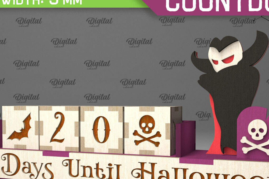 Σετ των 2 Intra απο ξύλο plywood  Χρώμα wenge 3mm-4mm πάχος - λέιζερ αντίστροφης μέτρησης για το Halloween Δίασταση 15x15 cm INTRAFABR-85203230