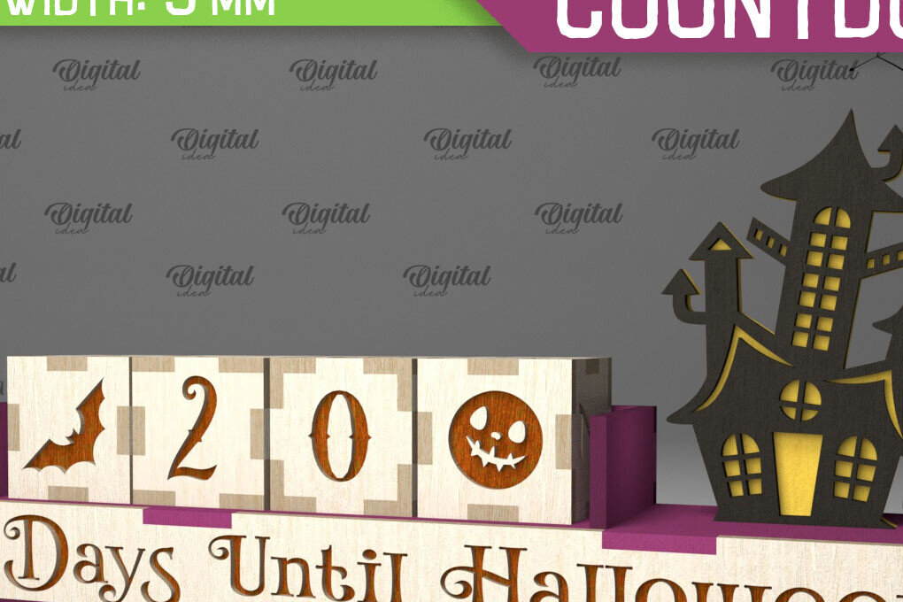 Σετ των 2 Intra απο ξύλο plywood  Χρώμα wenge 3mm-4mm πάχος - λέιζερ αντίστροφης μέτρησης για το Halloween Δίασταση 15x15 cm INTRAFABR-56818937