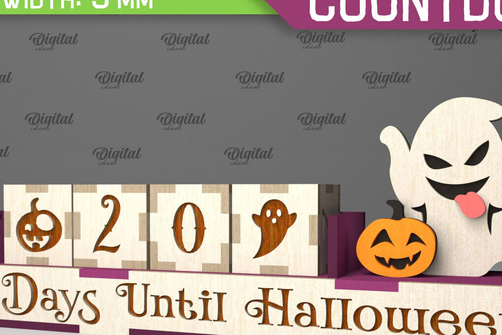 Σετ των 2 Intra απο ξύλο plywood  Χρώμα wenge 3mm-4mm πάχος - λέιζερ αντίστροφης μέτρησης για το Halloween Δίασταση 15x15 cm INTRAFABR-37064859