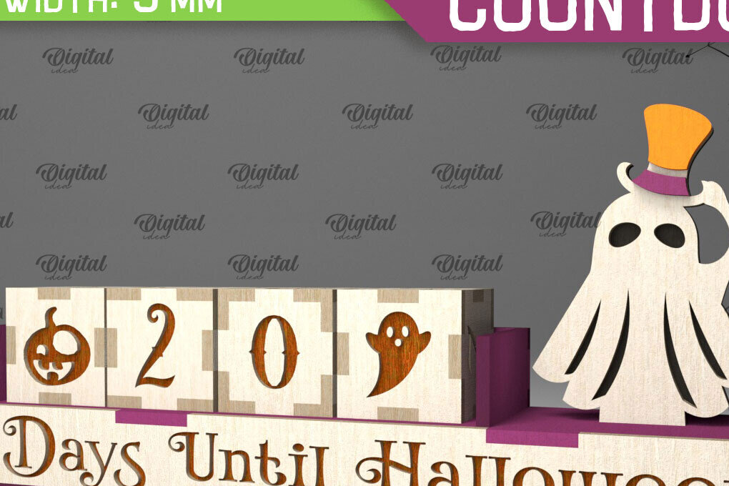 Σετ των 2 Intra απο ξύλο plywood  Χρώμα wenge 3mm-4mm πάχος - λέιζερ αντίστροφης μέτρησης για το Halloween Δίασταση 15x15 cm INTRAFABR-17230717