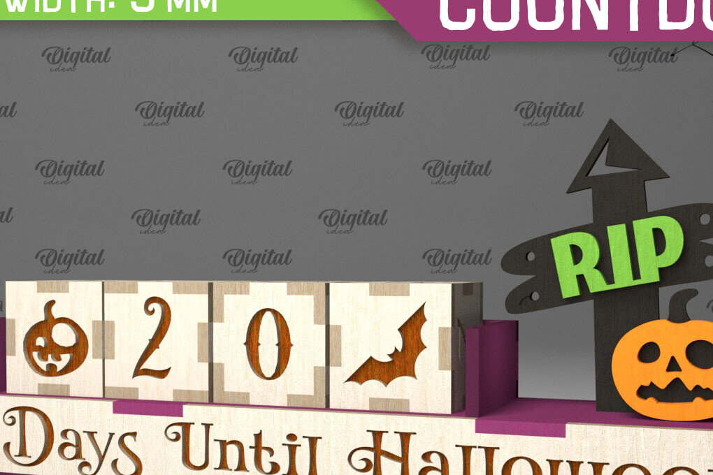 Σετ των 2 Intra απο ξύλο plywood  Χρώμα wenge 3mm-4mm πάχος - λέιζερ αντίστροφης μέτρησης για το Halloween Δίασταση 15x15 cm INTRAFABR-37569699