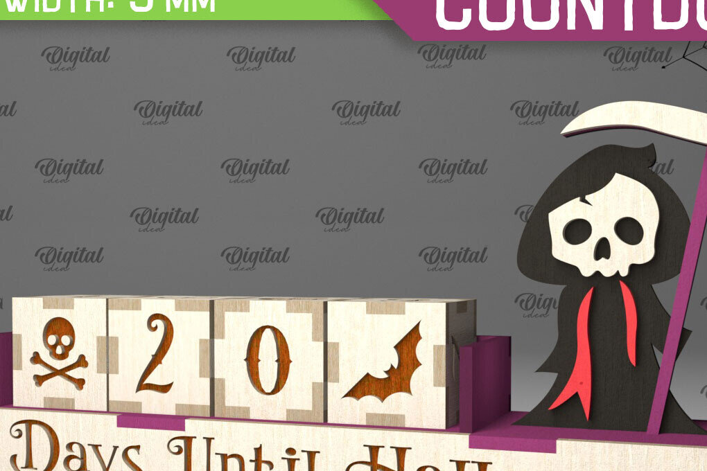 Σετ των 2 Intra απο ξύλο plywood  Χρώμα wenge 3mm-4mm πάχος - λέιζερ αντίστροφης μέτρησης για το Halloween Δίασταση 15x15 cm INTRAFABR-82458281