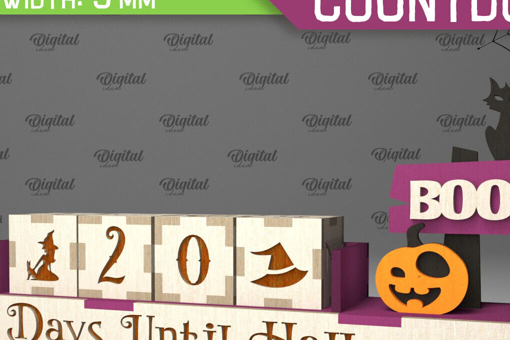 Σετ των 2 Intra απο ξύλο plywood  Χρώμα wenge 3mm-4mm πάχος - λέιζερ αντίστροφης μέτρησης για το Halloween Δίασταση 15x15 cm INTRAFABR-81752557