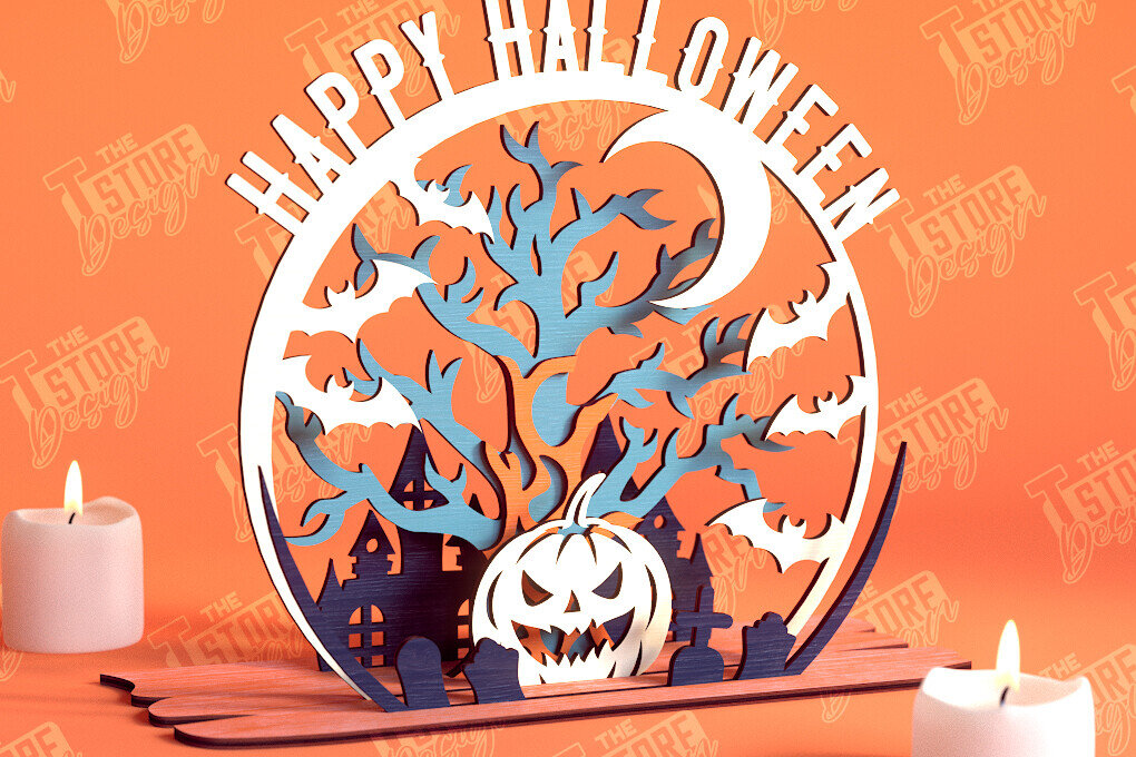 Σετ των 2 Intra απο ξύλο plywood  Χρώμα wenge 3mm-4mm πάχος - Διακόσμηση αποκριών | 3D σκηνή αποκριών|CNC Δίασταση 15x15 cm INTRAFABR-116884649