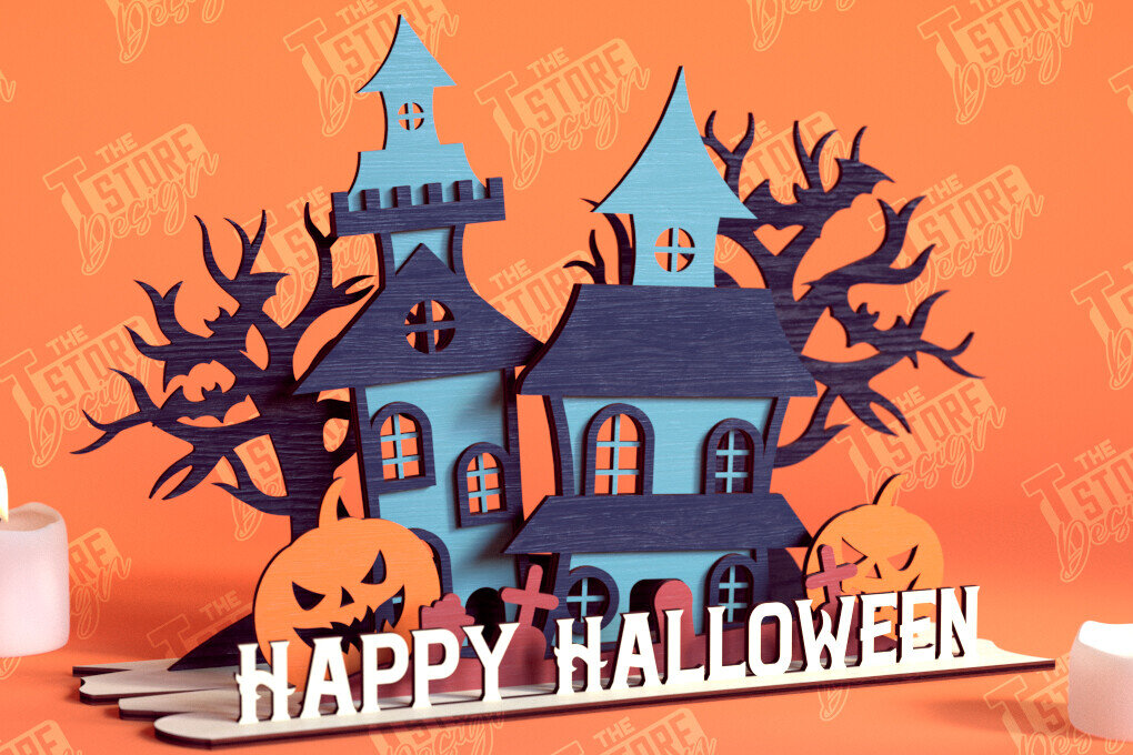 Σετ των 2 Intra απο ξύλο plywood  Χρώμα wenge 3mm-4mm πάχος - Διακόσμηση αποκριών | 3D σκηνή αποκριών|CNC Δίασταση 15x15 cm INTRAFABR-116175239