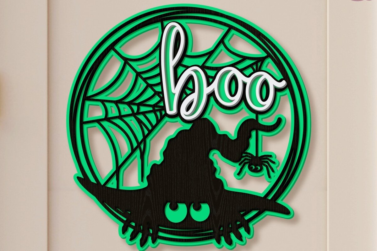 Σετ των 2 Intra απο ξύλο plywood  Χρώμα wenge 3mm-4mm πάχος - Halloween Decor, Halloween Boo Δίασταση 15x15 cm INTRAFABR-120977390