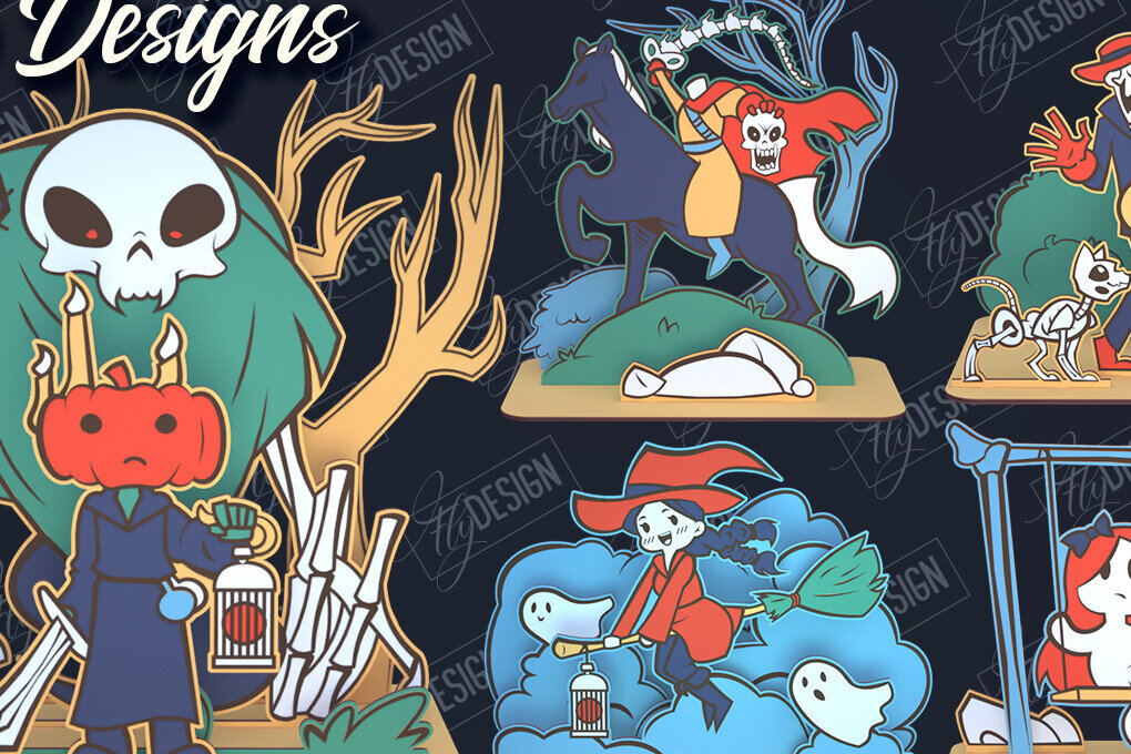 Σετ των 2 Intra απο ξύλο plywood  Χρώμα wenge 3mm-4mm πάχος - Διακόσμηση Halloween Bundle | CNC Δίασταση 15x15 cm INTRAFABR-120971290