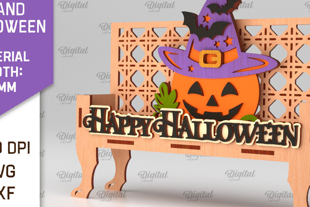 Σετ των 2 Intra απο ξύλο plywood  Χρώμα wenge 3mm-4mm πάχος - Halloween Decor . Halloween Δίασταση 15x15 cm INTRAFABR-124849078