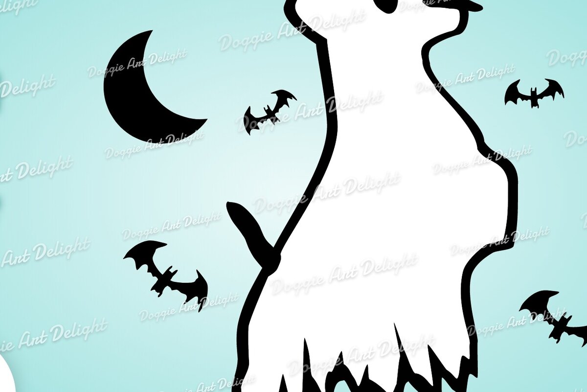 Σετ των 2 Intra απο ξύλο plywood  Χρώμα wenge 3mm-4mm πάχος - Halloween Dog Ghost Png Jack Russell Δίασταση 15x15 cm INTRAFABR-30179351