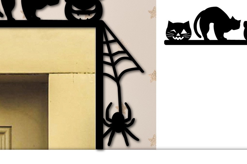 Σετ των 2 Intra απο ξύλο plywood  Χρώμα wenge 3mm-4mm πάχος - Halloween Door Corner. Halloween Laser C Δίασταση 15x15 cm INTRAFABR-28598858