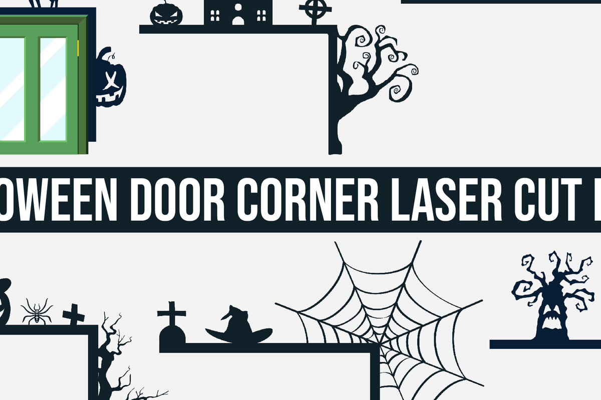 Σετ των 2 Intra απο ξύλο plywood  Χρώμα wenge 3mm-4mm πάχος - Δέσμη κοπής με λέιζερ γωνιακή πόρτα για το Halloween Δίασταση 15x15 cm INTRAFABR-25812080