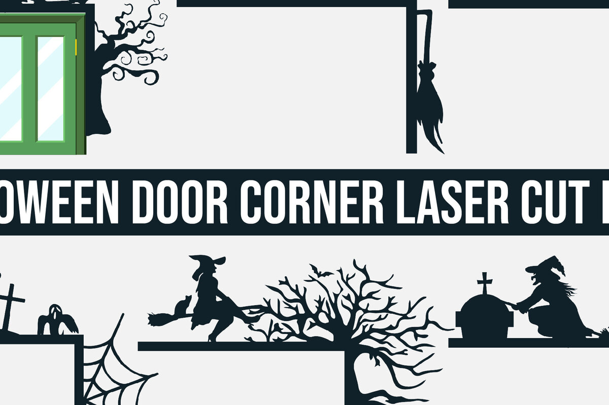 Σετ των 2 Intra απο ξύλο plywood  Χρώμα wenge 3mm-4mm πάχος - Δέσμη κοπής λέιζερ γωνιακής πόρτας Halloween 3 Δίασταση 15x15 cm INTRAFABR-25812172