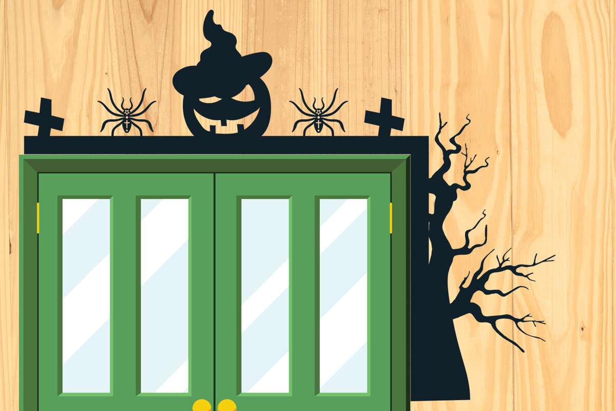 Σετ των 2 Intra απο ξύλο plywood  Χρώμα wenge 3mm-4mm πάχος - με λέιζερ γωνία πόρτας Halloween 3 Δίασταση 15x15 cm INTRAFABR-29847313