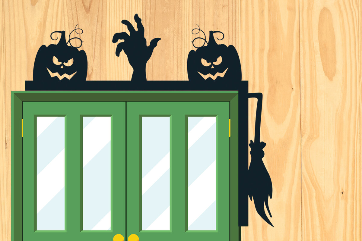 Σετ των 2 Intra απο ξύλο plywood  Χρώμα wenge 3mm-4mm πάχος - με λέιζερ γωνία πόρτας Halloween 7 Δίασταση 15x15 cm INTRAFABR-28604457