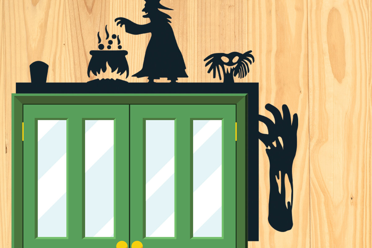 Σετ των 2 Intra απο ξύλο plywood  Χρώμα wenge 3mm-4mm πάχος - με λέιζερ γωνία πόρτας Halloween 8 Δίασταση 15x15 cm INTRAFABR-28604467