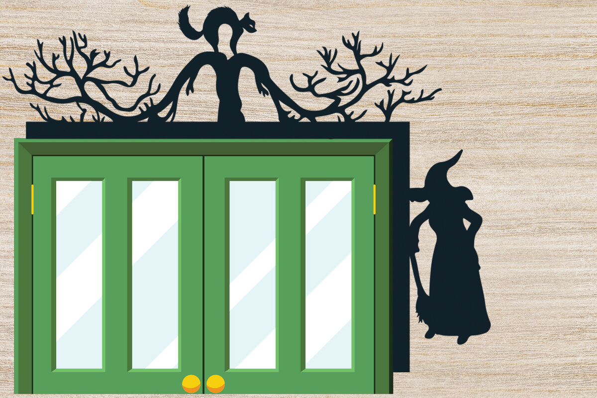 Σετ των 2 Intra απο ξύλο plywood  Χρώμα wenge 3mm-4mm πάχος - με λέιζερ γωνία πόρτας Halloween 8 Δίασταση 15x15 cm INTRAFABR-28535485