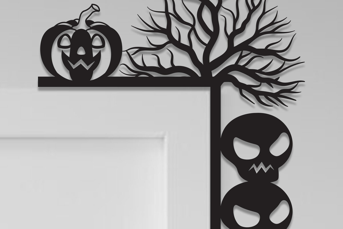 Σετ των 2 Intra απο ξύλο plywood  Χρώμα wenge 3mm-4mm πάχος - Halloween Door Corner Δίασταση 15x15 cm INTRAFABR-25876546
