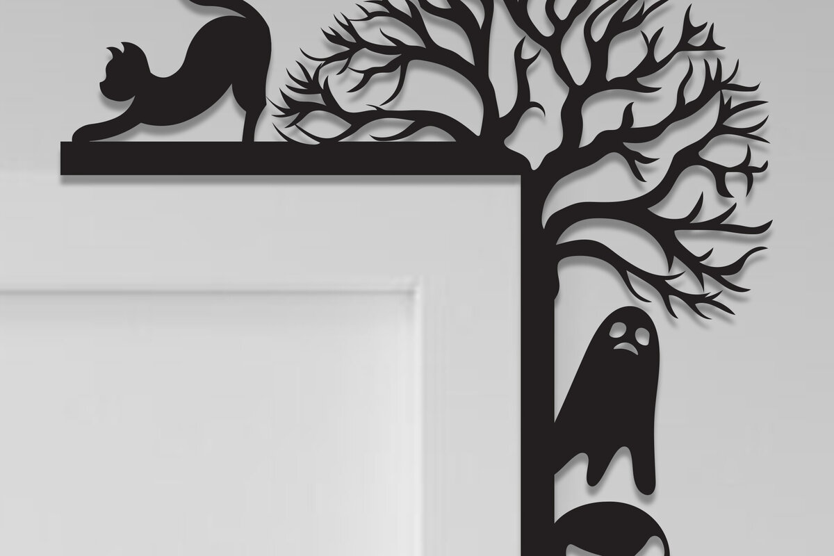 Σετ των 2 Intra απο ξύλο plywood  Χρώμα wenge 3mm-4mm πάχος - Halloween Door Corner Δίασταση 15x15 cm INTRAFABR-25988093