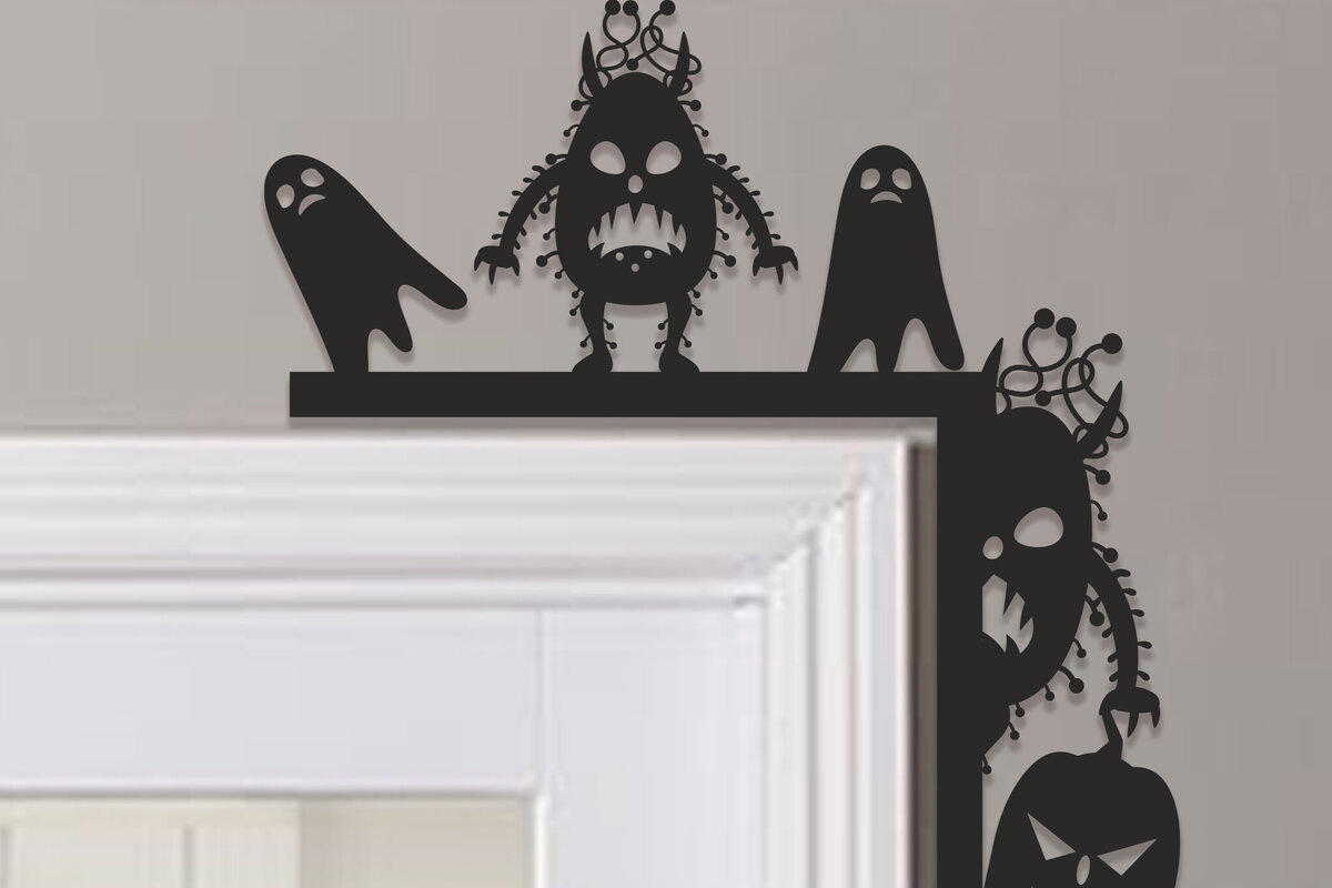 Σετ των 2 Intra απο ξύλο plywood  Χρώμα wenge 3mm-4mm πάχος - Halloween Door Corner Δίασταση 15x15 cm INTRAFABR-25812261