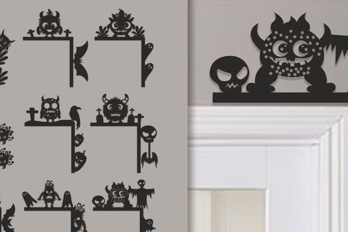 Σετ των 2 Intra απο ξύλο plywood  Χρώμα wenge 3mm-4mm πάχος - Halloween Door Corner Σετ Δίασταση 15x15 cm INTRAFABR-28535101