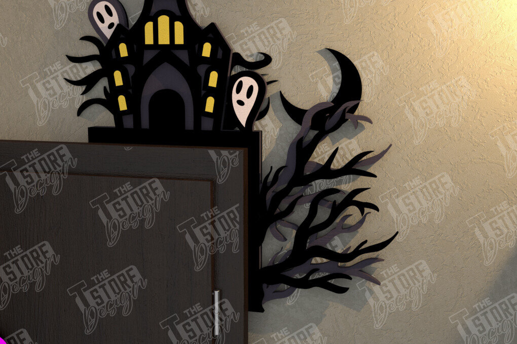 Σετ των 2 Intra απο ξύλο plywood  Χρώμα wenge 3mm-4mm πάχος - Halloween Door Corner | Διακόσμηση βεράντας Δίασταση 15x15 cm INTRAFABR-28535185