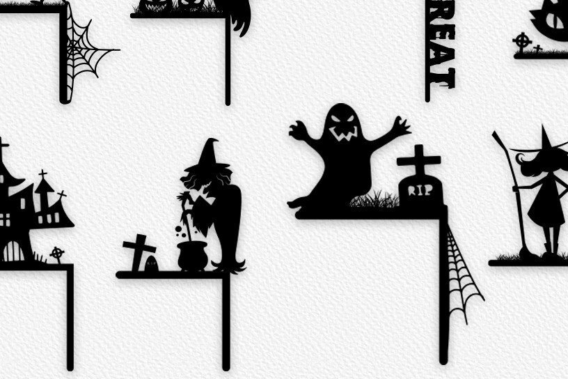 Σετ των 2 Intra απο ξύλο plywood  Χρώμα wenge 3mm-4mm πάχος - Halloween Door Corner Δίασταση 15x15 cm INTRAFABR-9525545