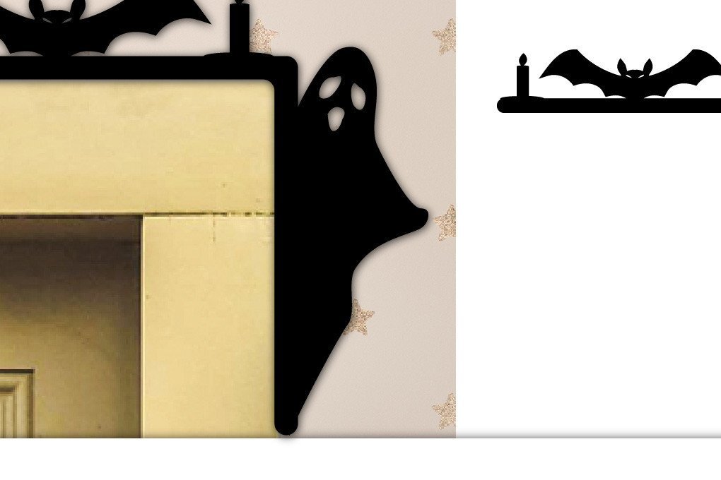 Σετ των 2 Intra απο ξύλο plywood  Χρώμα wenge 3mm-4mm πάχος - Halloween Door Corner. Δίασταση 15x15 cm INTRAFABR-26415398